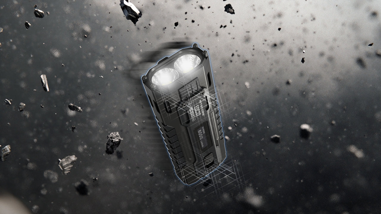 Lampe Torche Nitecore EDC37 8000 Lumens - Rechargeable USB-C - Écran OLED - Acier Inoxydable