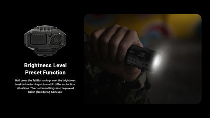 Lampe Torche Nitecore EDC37 8000 Lumens - Rechargeable USB-C - Écran OLED - Acier Inoxydable