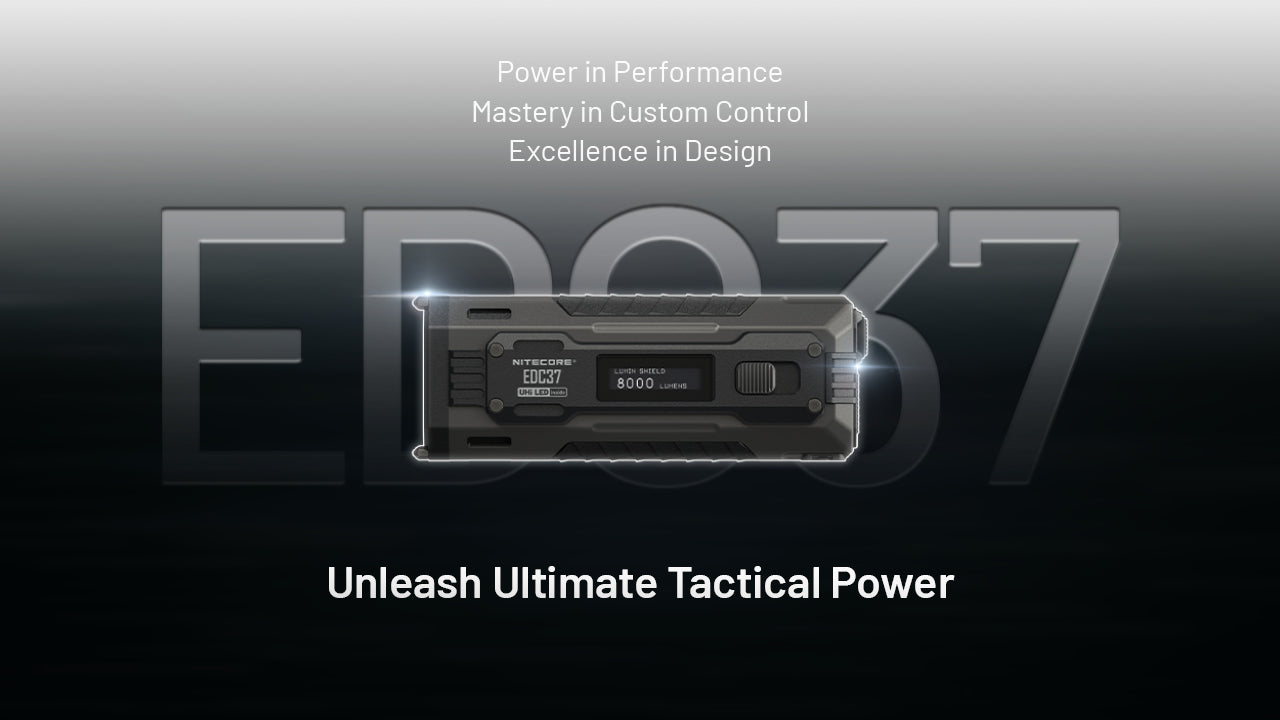 Lampe Torche Nitecore EDC37 8000 Lumens - Rechargeable USB-C - Écran OLED - Acier Inoxydable