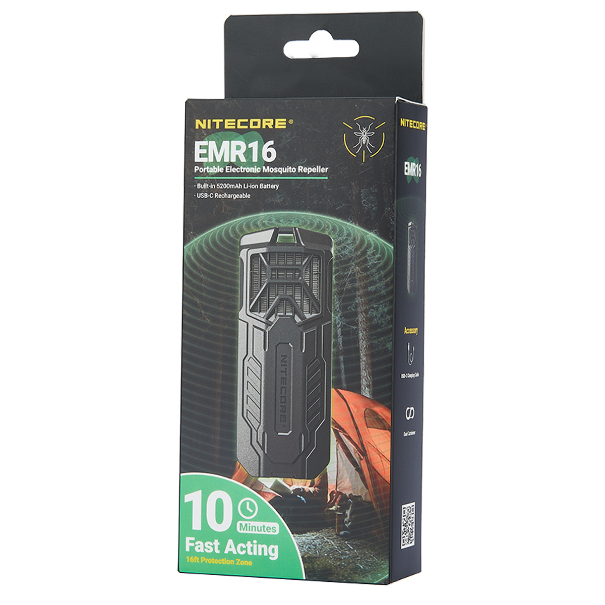 Nitecore EMR16 Electronic Mosquito Repeller 5m Protection Zone - USB-C Rechargeable 5200mAh - FCB 3.0 System