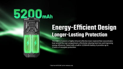 Nitecore EMR16 Electronic Mosquito Repeller 5m Protection Zone - USB-C Rechargeable 5200mAh - FCB 3.0 System