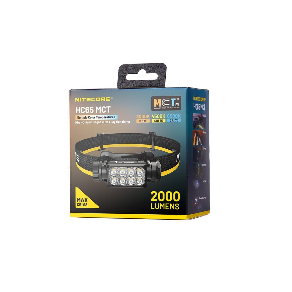 Lampe Frontale Nitecore HC65 MCT 2000 Lumens - Triple Température MCT Rechargeable USB-C