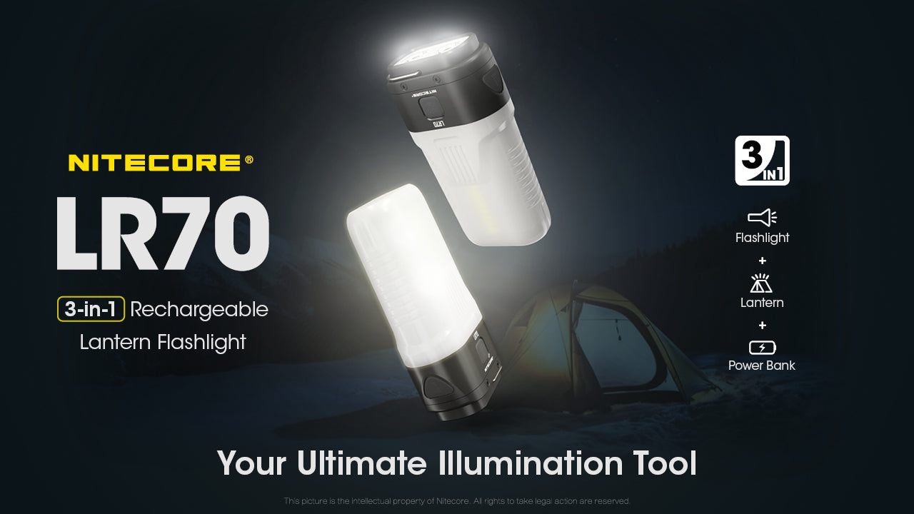 Nitecore LR70 3000 Lumens - 3 en 1 : Lanterne + Lampe Torche + Powerbank 10000mAh - Rechargeable USB-C