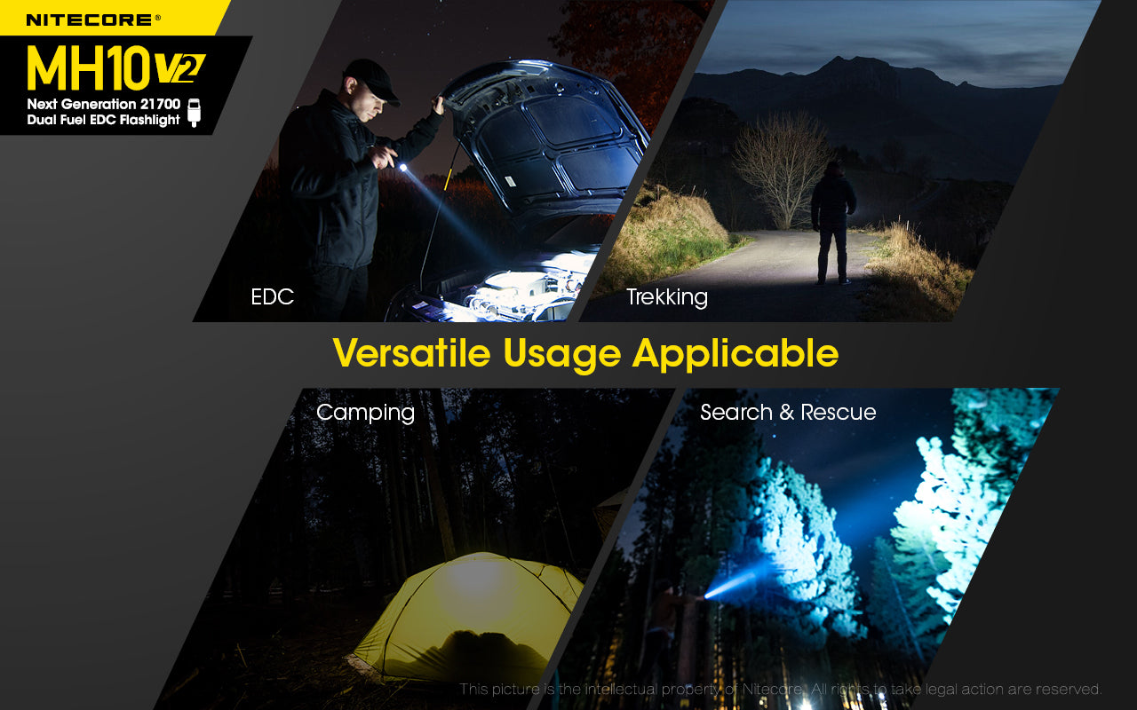 Nitecore MH10 V2 Flashlight 1200 Lumens - Rechargeable USB-C - 21700 Battery