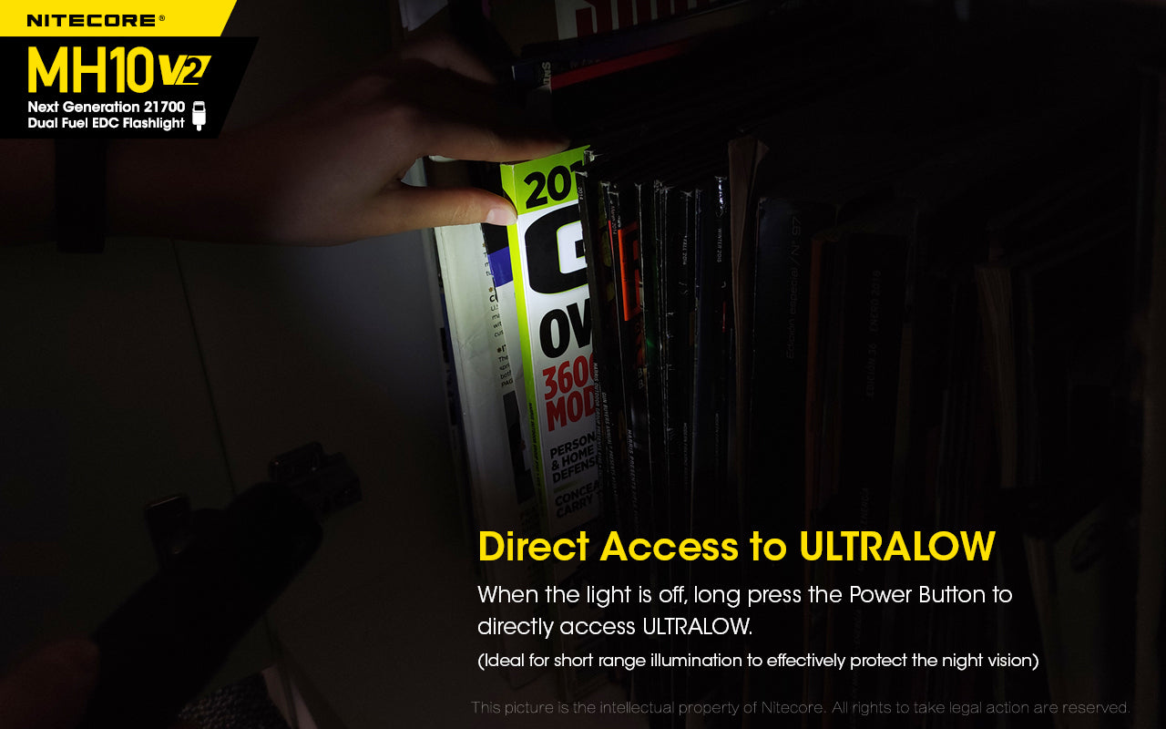 Nitecore MH10 V2 Flashlight 1200 Lumens - Rechargeable USB-C - 21700 Battery