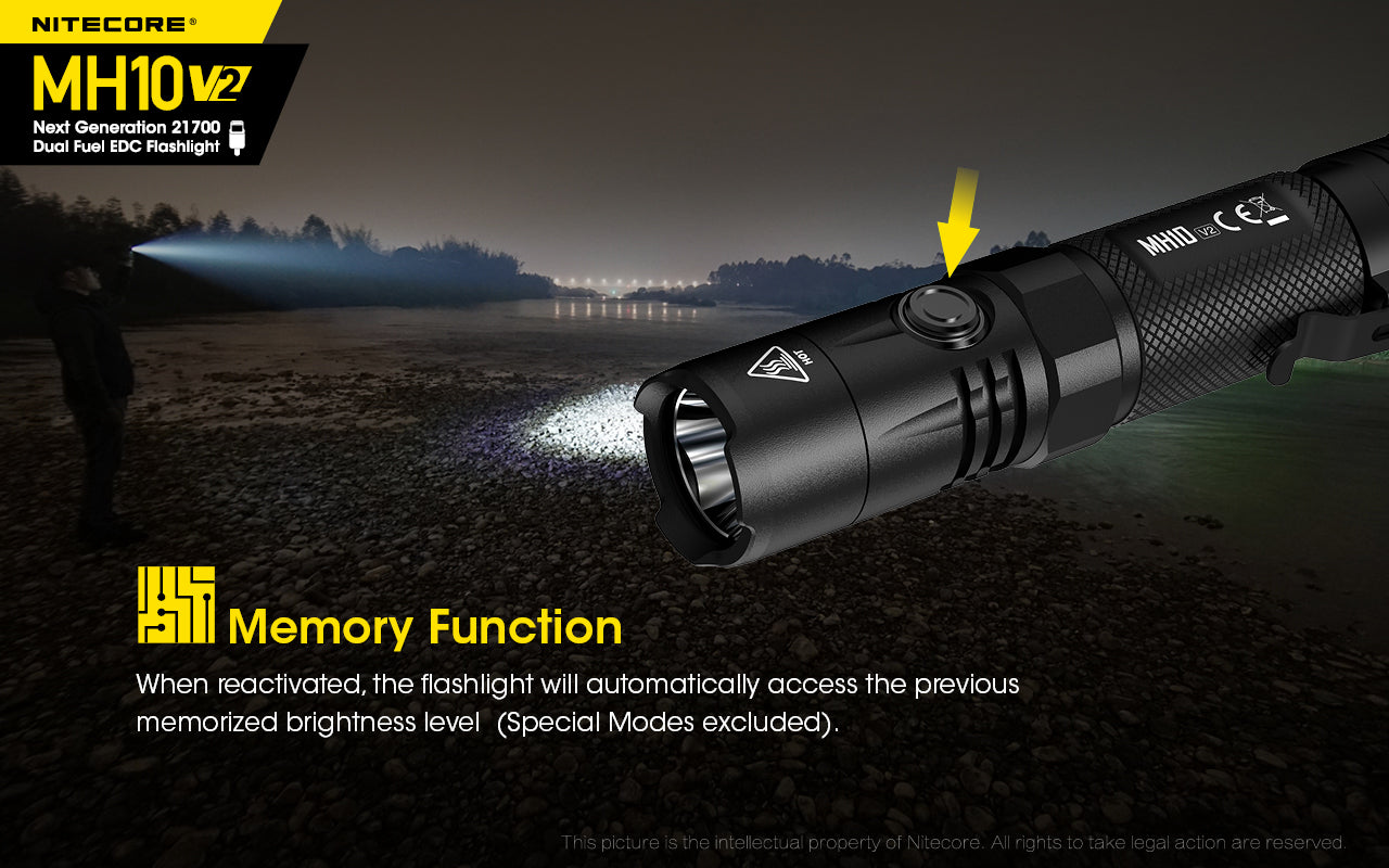 Nitecore MH10 V2 Flashlight 1200 Lumens - Rechargeable USB-C - 21700 Battery