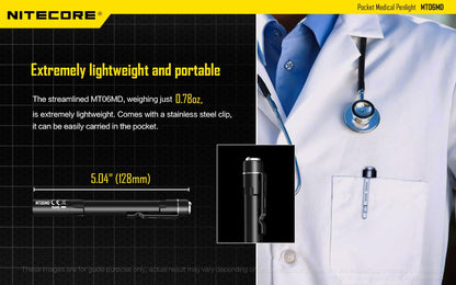 Nitecore MT06MD 180 Lumens - Medical Penlight Nichia CRI90 5000K 2x AAA