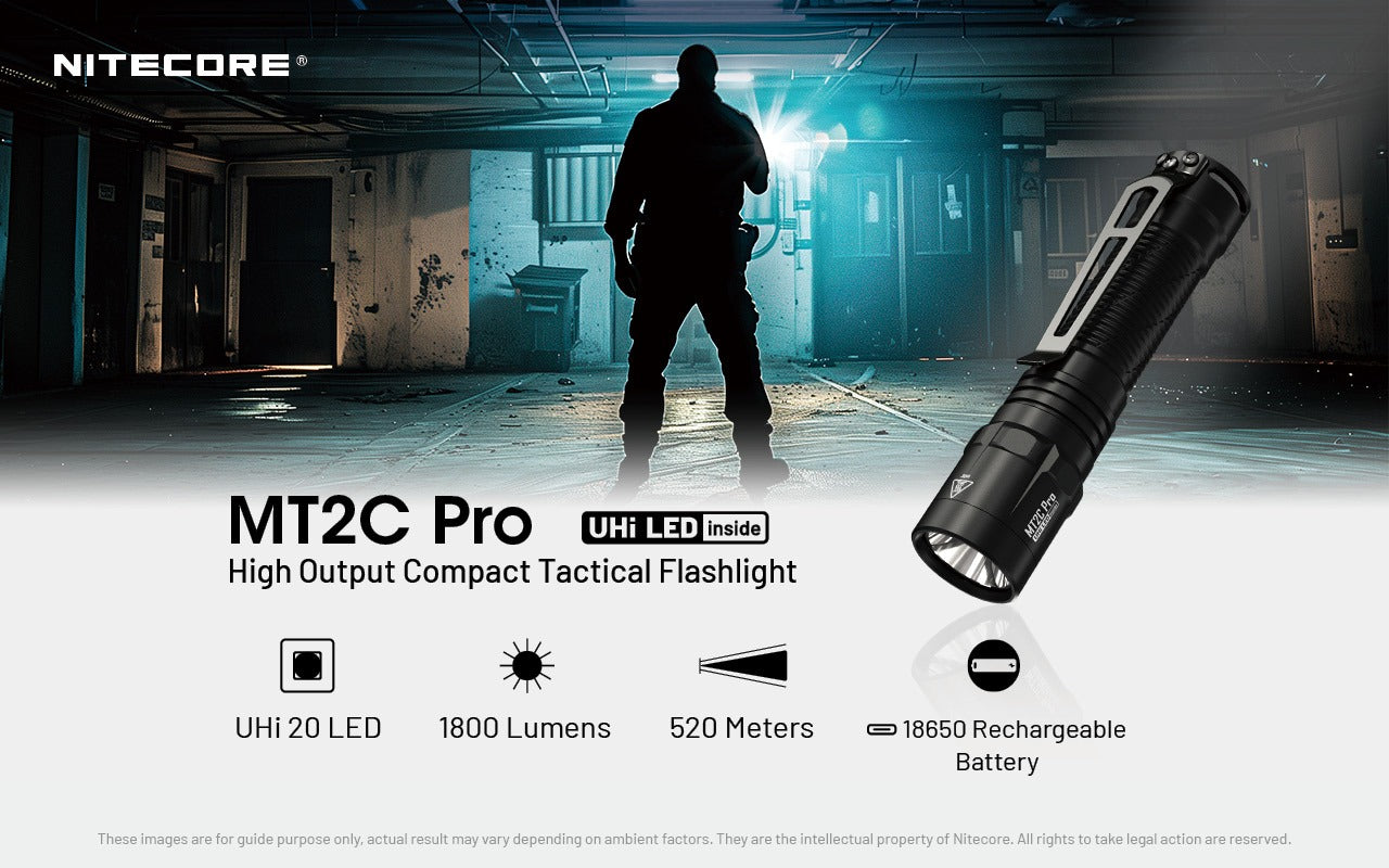 Nitecore MT2C Pro 1800 Lumens - Compact EDC Flashlight USB-C Rechargeable CR123 Compatible (Copie)