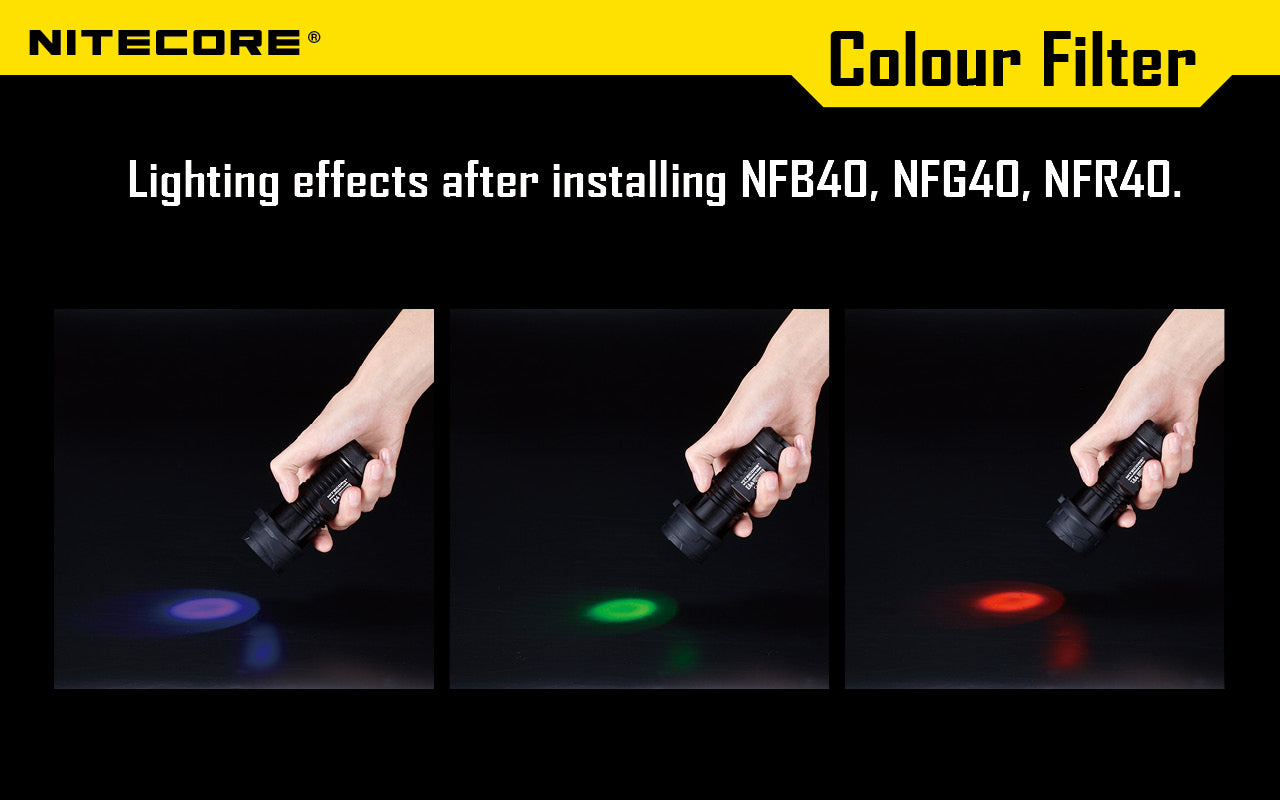 Filtres Nitecore 40mm - Rouge/Vert/Bleu/Diffuseur Blanc