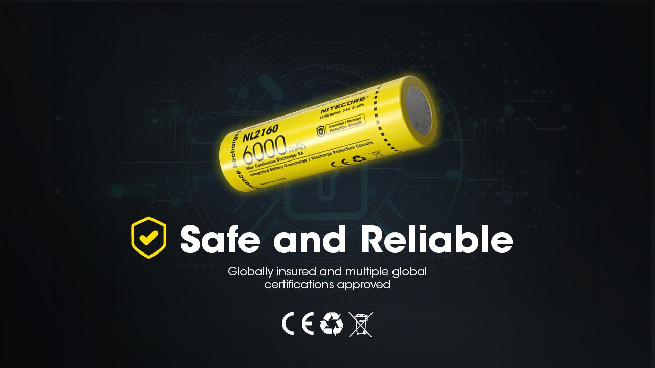 Batterie Nitecore NL2160 6000mAh 21700 Rechargeable - 3.6V IPX6 Haute Capacité