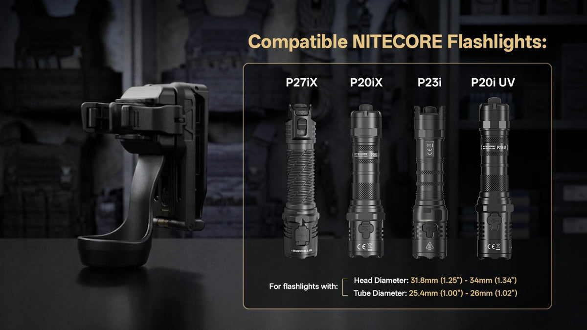 Nitecore NTH29 Tactical Flashlight Holster - P27iX, P20iX, P23i, P20i UV - 360° Rotation