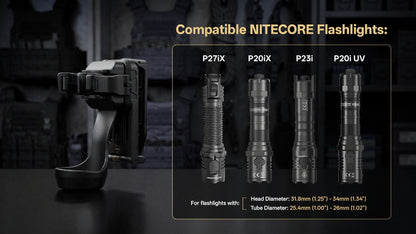 Nitecore NTH29 Tactical Flashlight Holster - P27iX, P20iX, P23i, P20i UV - 360° Rotation