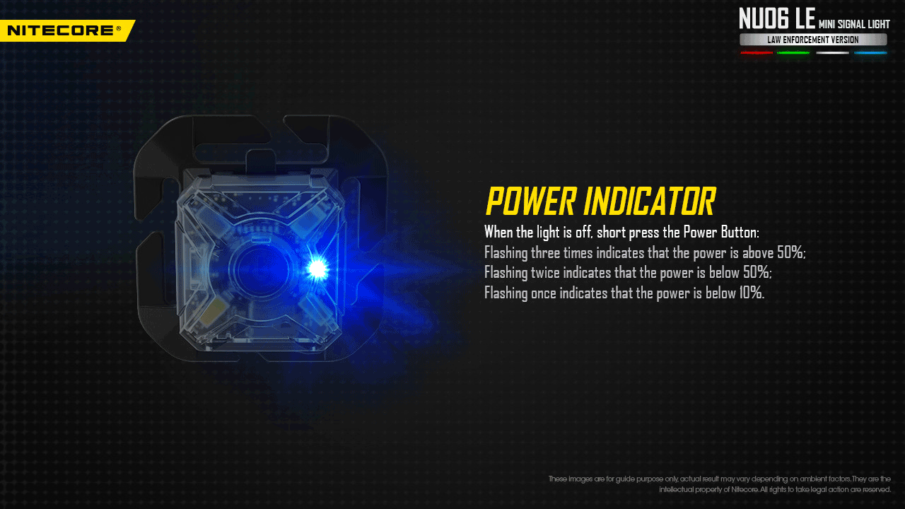 Lampe de Signalisation Nitecore NU06 LE 4 LED (Rouge/Bleu/Vert/Blanc) - Rechargeable USB-C