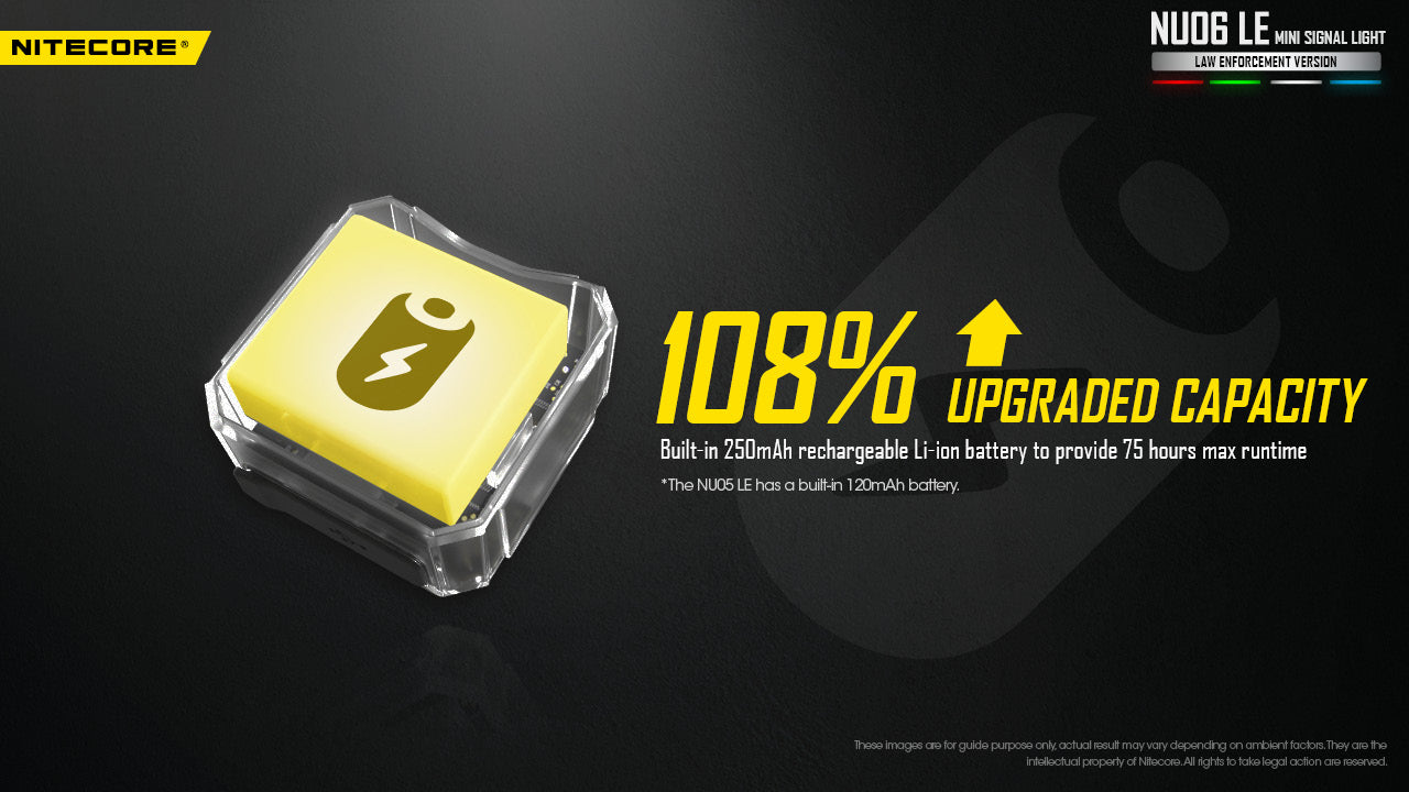 Lampe de Signalisation Nitecore NU06 LE 4 LED (Rouge/Bleu/Vert/Blanc) - Rechargeable USB-C