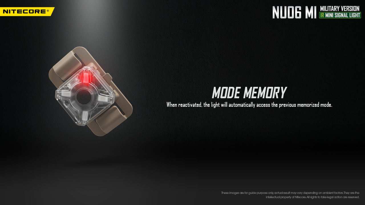 Lampe de Signalisation Nitecore NU06 MI 8 Lumens 4 LED (Rouge/Bleu/Vert/IR) - Rechargeable USB-C - Militaire