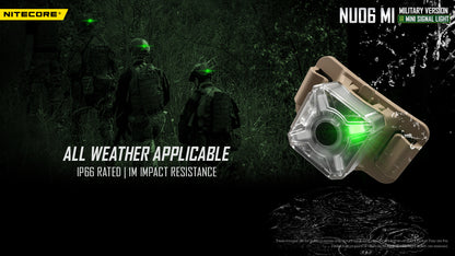 Lampe de Signalisation Nitecore NU06 MI 8 Lumens 4 LED (Rouge/Bleu/Vert/IR) - Rechargeable USB-C - Militaire