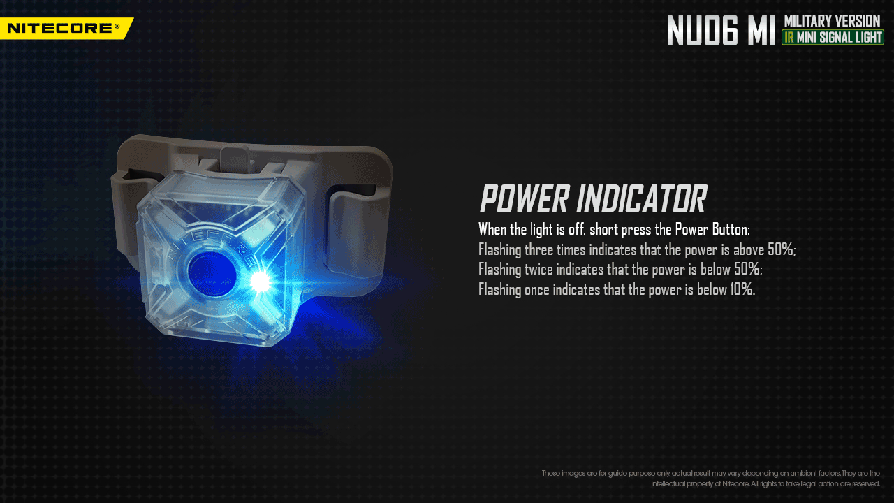 Lampe de Signalisation Nitecore NU06 MI 8 Lumens 4 LED (Rouge/Bleu/Vert/IR) - Rechargeable USB-C - Militaire