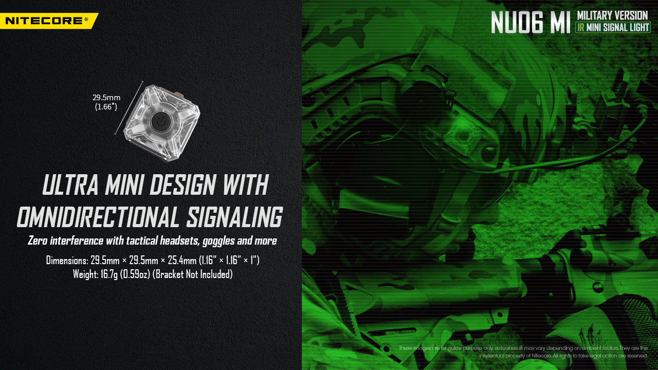 Lampe de Signalisation Nitecore NU06 MI 8 Lumens 4 LED (Rouge/Bleu/Vert/IR) - Rechargeable USB-C - Militaire
