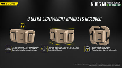 Lampe de Signalisation Nitecore NU06 MI 8 Lumens 4 LED (Rouge/Bleu/Vert/IR) - Rechargeable USB-C - Militaire