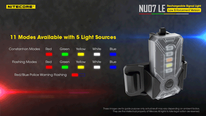 Lampe de Signalisation Nitecore NU07 LE 5 Couleurs 11 Modes Rechargeable USB-C Tactique