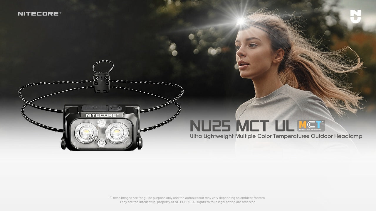Nitecore NU25 MCT UL Headlamp 400 Lumens - Rechargeable USB-C - 3 Color Temperatures - Ultra-Lightweight