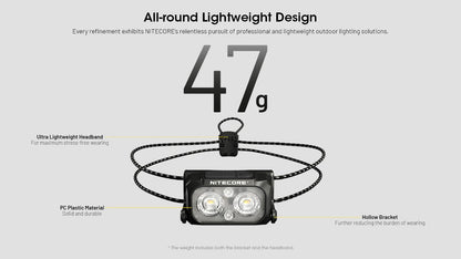 Nitecore NU25 MCT UL Headlamp 400 Lumens - Rechargeable USB-C - 3 Color Temperatures - Ultra-Lightweight