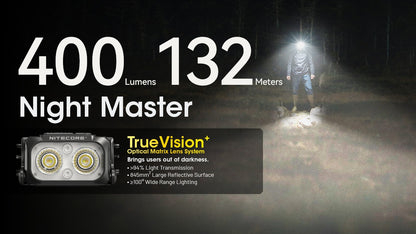 Nitecore NU25 MCT UL Headlamp 400 Lumens - Rechargeable USB-C - 3 Color Temperatures - Ultra-Lightweight