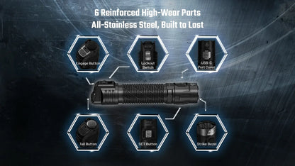 Nitecore P17iX 5000 Lumens - Compact Tactical Flashlight Customizable Controls - Triple Switch