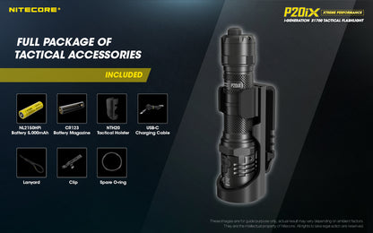 Nitecore P20iX 4000 Lumens - Tactical Flashlight Rechargeable USB-C - STROBE READY