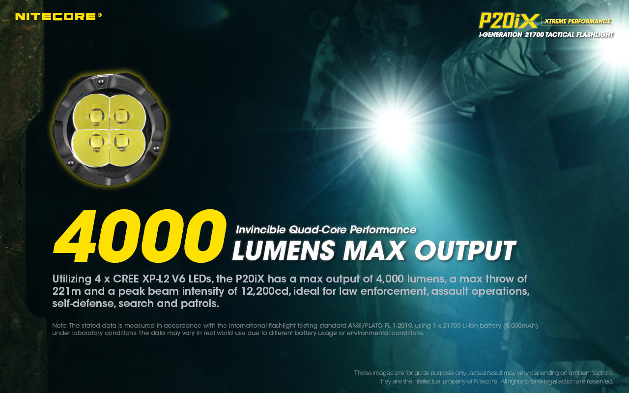 Nitecore P20iX 4000 Lumens - Tactical Flashlight Rechargeable USB-C - STROBE READY