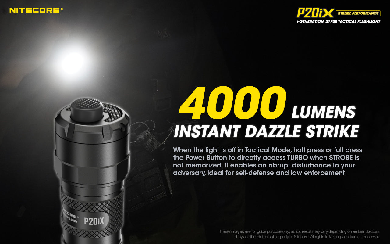 Nitecore P20iX 4000 Lumens - Tactical Flashlight Rechargeable USB-C - STROBE READY