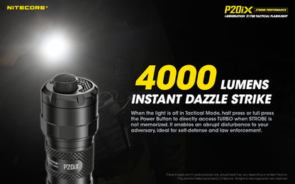 Nitecore P20iX 4000 Lumens - Tactical Flashlight Rechargeable USB-C - STROBE READY