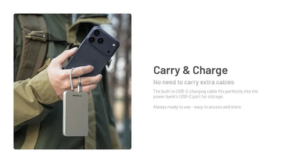 Nitecore POCKET 5 Powerbank 5000mAh - Magnetic - Built-in USB-C Cable - Ultra Thin 9mm - Rechargeable 22.5W