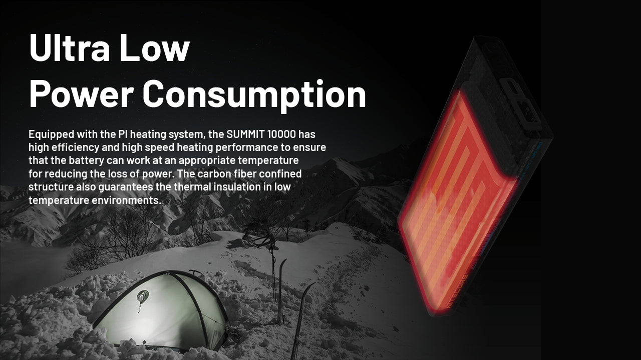 Batterie Externe Nitecore SUMMIT 10000 10000mAh - Températures Extrêmes -40°C - Power bank fibre de carbone