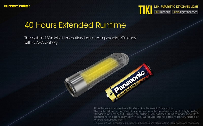Nitecore TiKi LE 300 Lumens - Mini Lampe de poche Porte-Clés Rechargeable USB