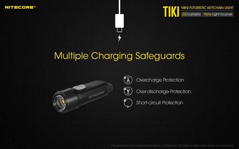 Nitecore TiKi LE 300 Lumens - Mini Lampe de poche Porte-Clés Rechargeable USB