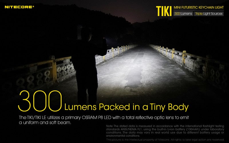 Nitecore TiKi LE 300 Lumens - Mini Lampe de poche Porte-Clés Rechargeable USB