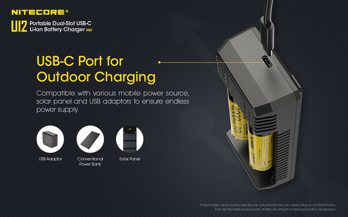 Chargeur Nomade Compact Nitecore UI2 - 2 Emplacements - 1000mA USB-C