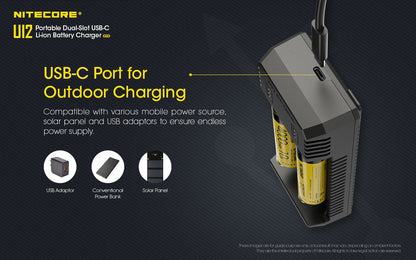 Chargeur Nomade Compact Nitecore UI2 - 2 Emplacements - 1000mA USB-C