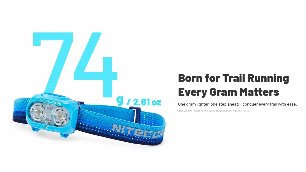 Nitecore UT27 MB 800 Lumens - Lampe Frontale Ultra-Trail 4 Sources Lumineuses Rechargeable