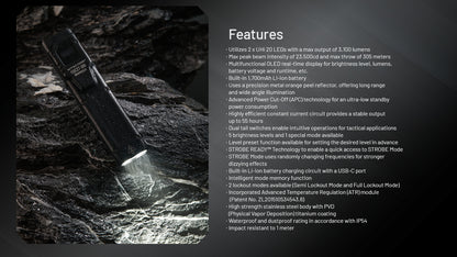 Nitecore EDC27 UHi 3100 Lumen Ultra Flat EDC Flashlight - Rechargeable USB-C