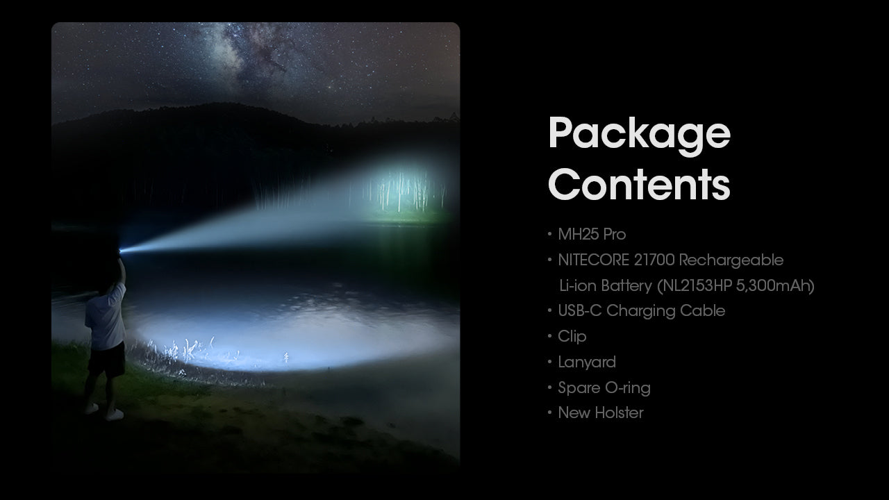 Nitecore MH25 PRO Flashlight 3300 Lumens - Rechargeable USB-C - 21700 Battery