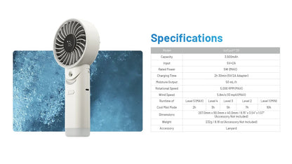 Nitecore izzCool 30 - Foldable Air Conditioner Fan USB-C 3500mAh Mist Cooling