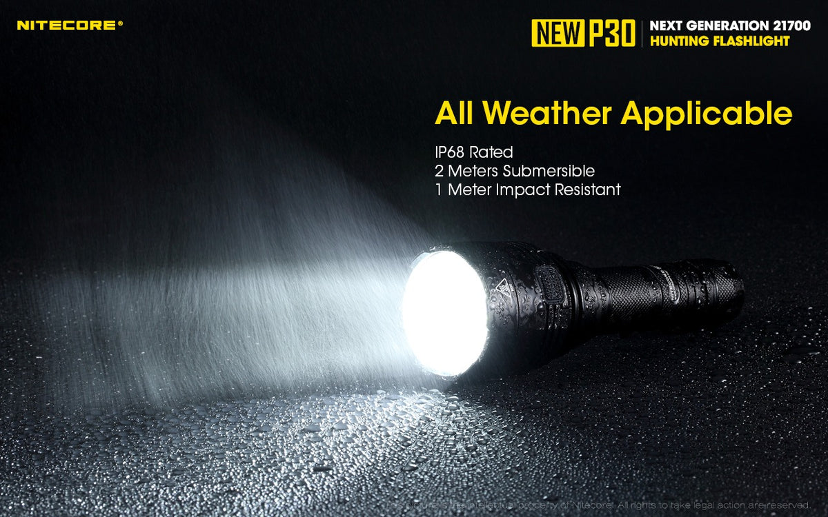 Nitecore NEW P30 Flashlight 1000 Lumens - 618m Long Throw - USB-C Rechargeable 21700