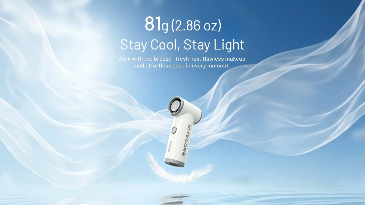Nitecore NEF Nano - Mini Portable Fan USB-C Rechargeable 2000mAh 5 Speed Levels