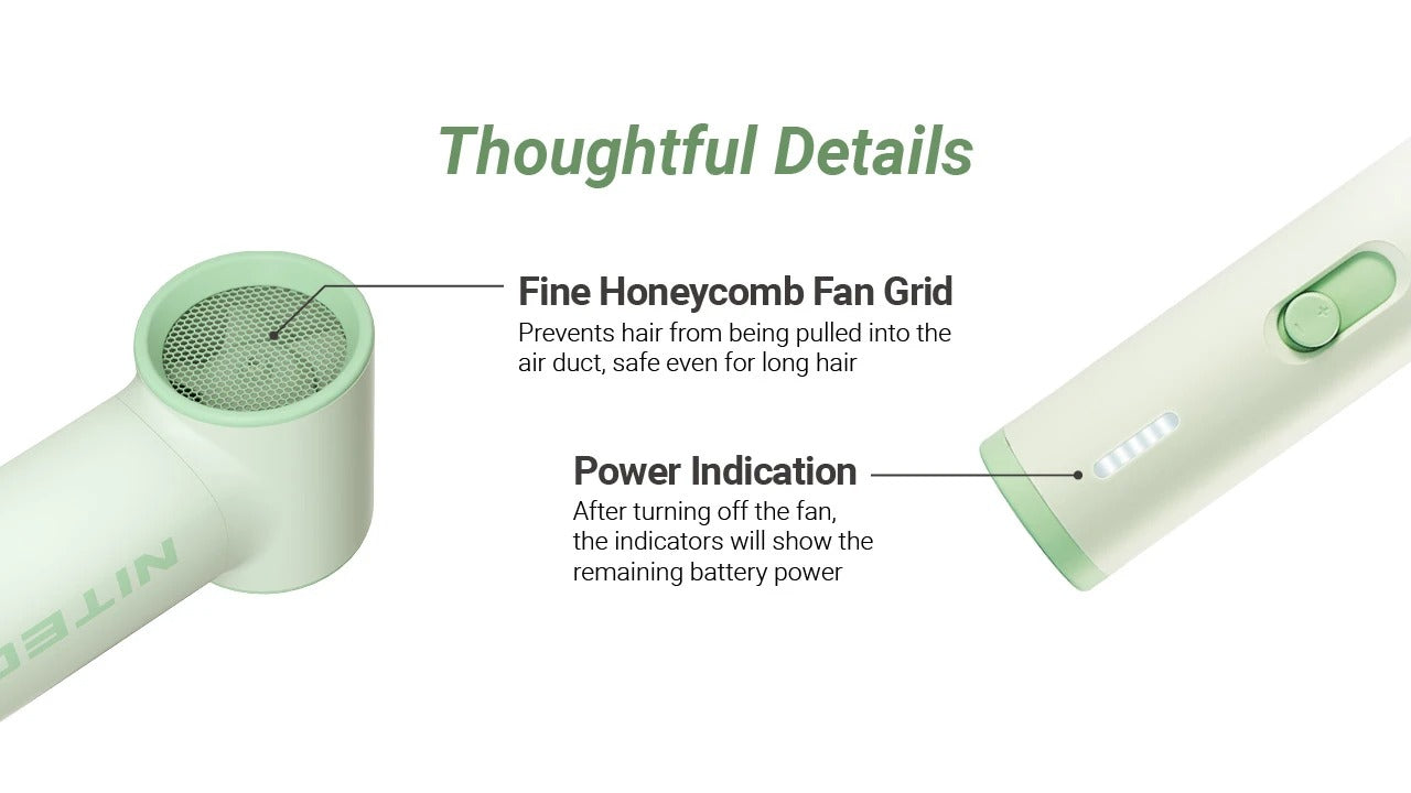 Nitecore NEF01 Lite - Portable Fan USB-C 2600mAh 11h Runtime 5 Speed Levels