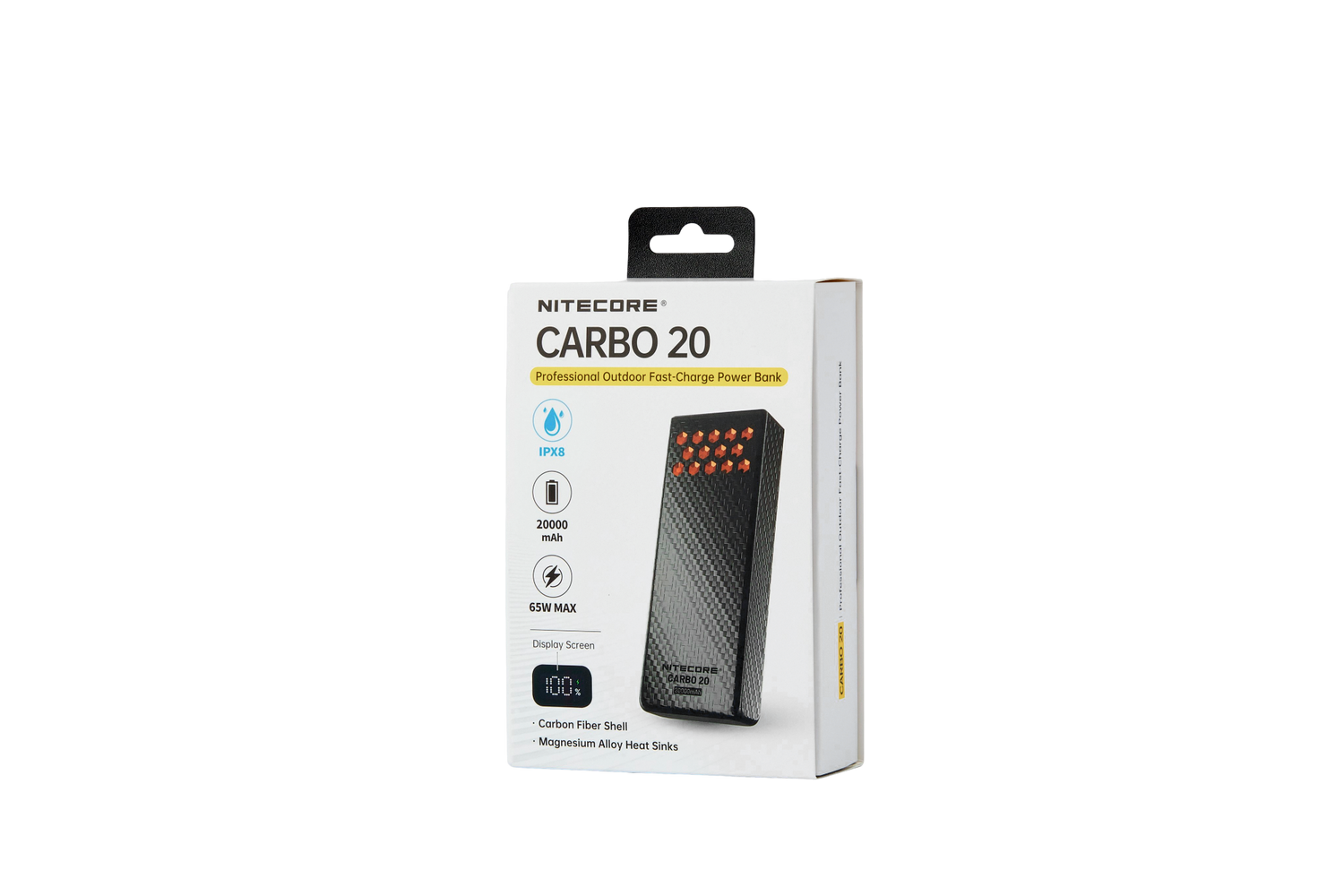 Nitecore CARBO 20 Power Bank 20000mAh - 65W Fast Charging USB-C - Carbon Fiber IPX8