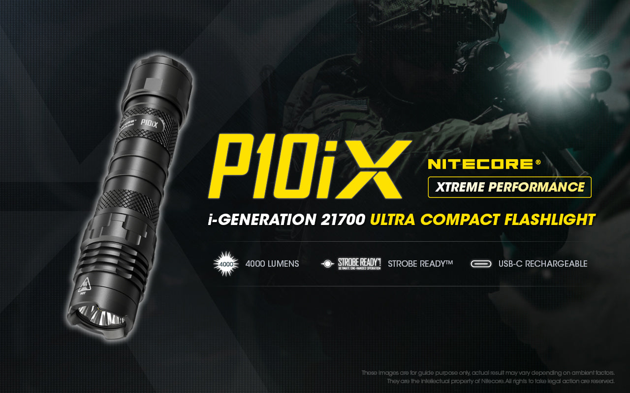 Nitecore P10iX 4000 Lumens - Tactical Flashlight Rechargeable USB-C - STROBE READY™ Gen 2 - Dual Mode