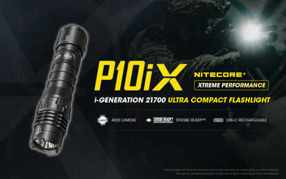 Nitecore P10iX 4000 Lumens - Tactical Flashlight Rechargeable USB-C - STROBE READY™ Gen 2 - Dual Mode