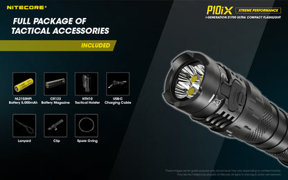 Nitecore P10iX 4000 Lumens - Tactical Flashlight Rechargeable USB-C - STROBE READY™ Gen 2 - Dual Mode